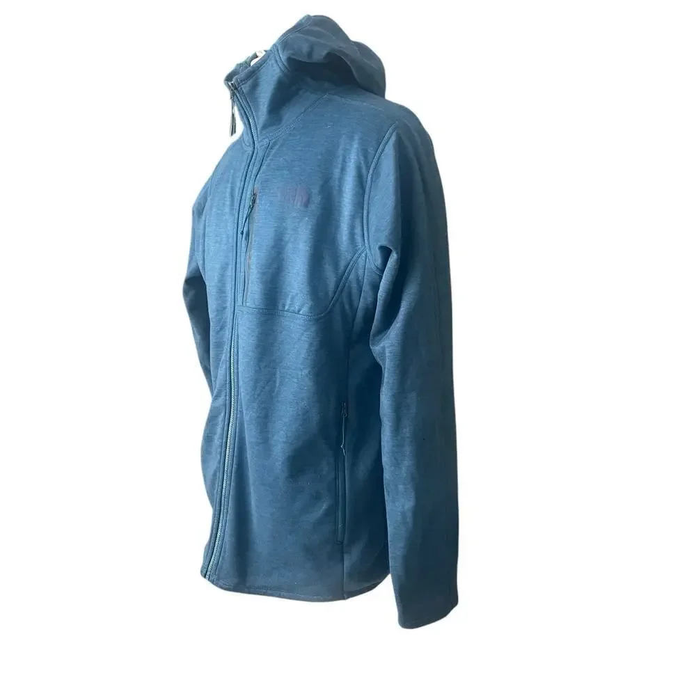 The North Face Men's Blue Full-Zip Lightweight Fleece Hooded Jacket